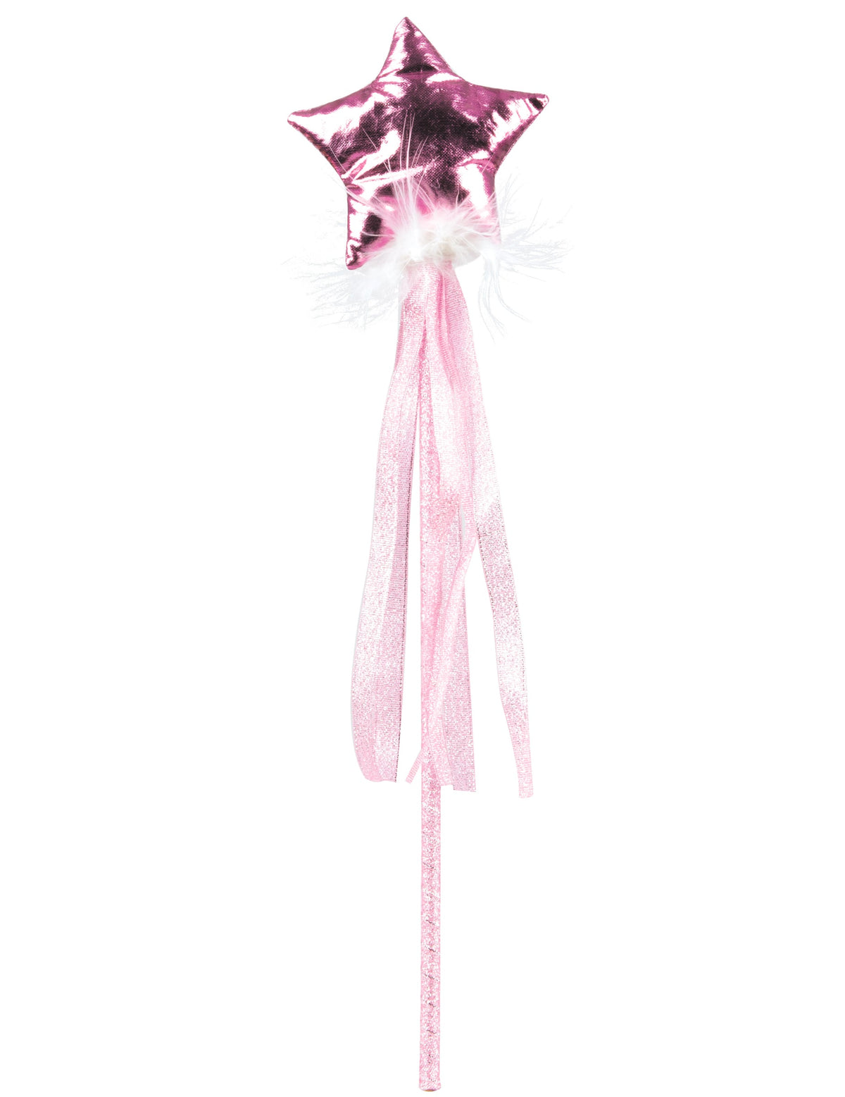 Baguette de fée pour fille rose pastel avec rubans et étoile brillante