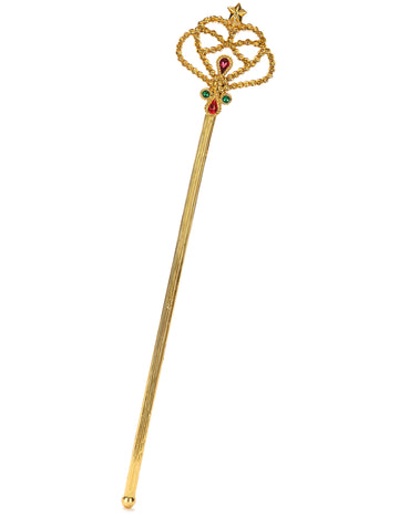 Baguette magique dorée pour adulte et enfant avec pierres rouges et vertes