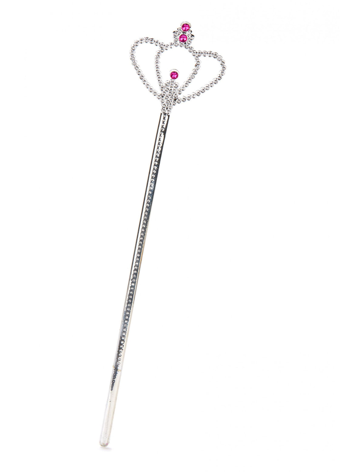 Baguette princesse diamant pour adulte et enfant argentée avec pierres roses