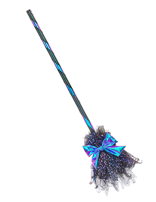 Čarodějnické koště s modrou mašlí 85 cm