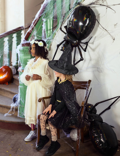 Fóliový balónek s černým metalickým pavoukem 60 x 101 cm