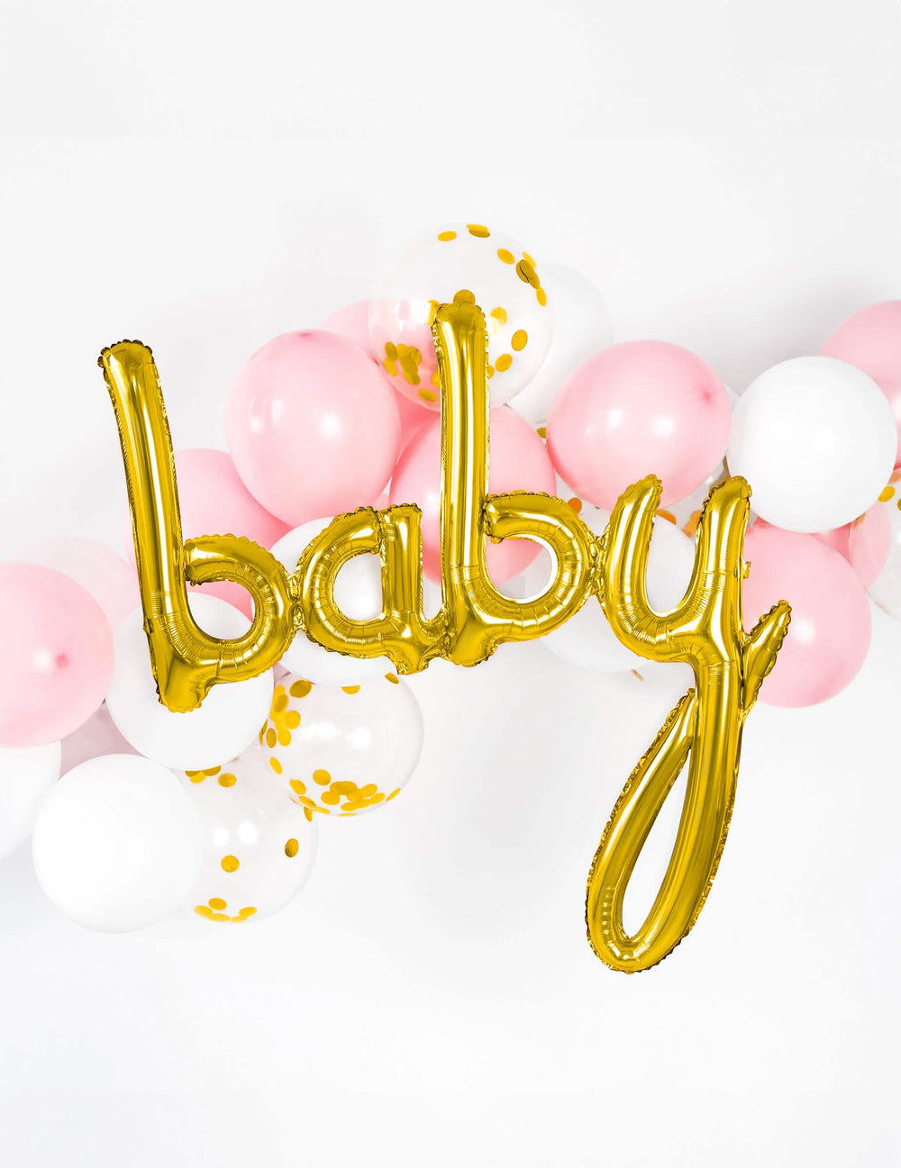 Detail na zlatá nápisu na hliníkovém balónku baby