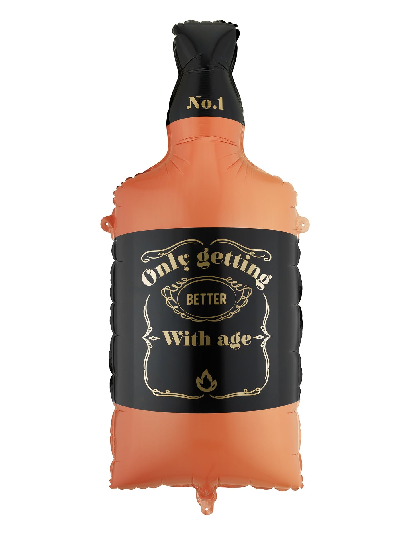Fóliový balónek ve tvaru láhve whisky oranžovo-černý 34 x 86 cm