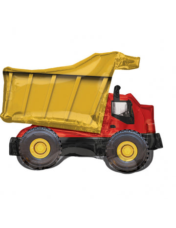 Stavební nákladní automobil hliníkový balón 81 x 63 cm žlutá