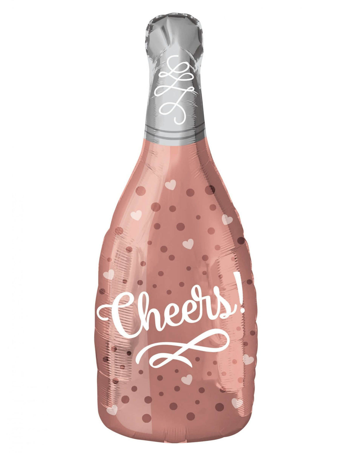 Hliníkový balónek champagne cheers pro růžovou párty dekoraci s puntíkovanými a srdcovými motivy
