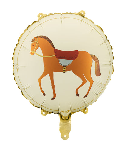 Ballon aluminium cheval pour enfant beige et or
