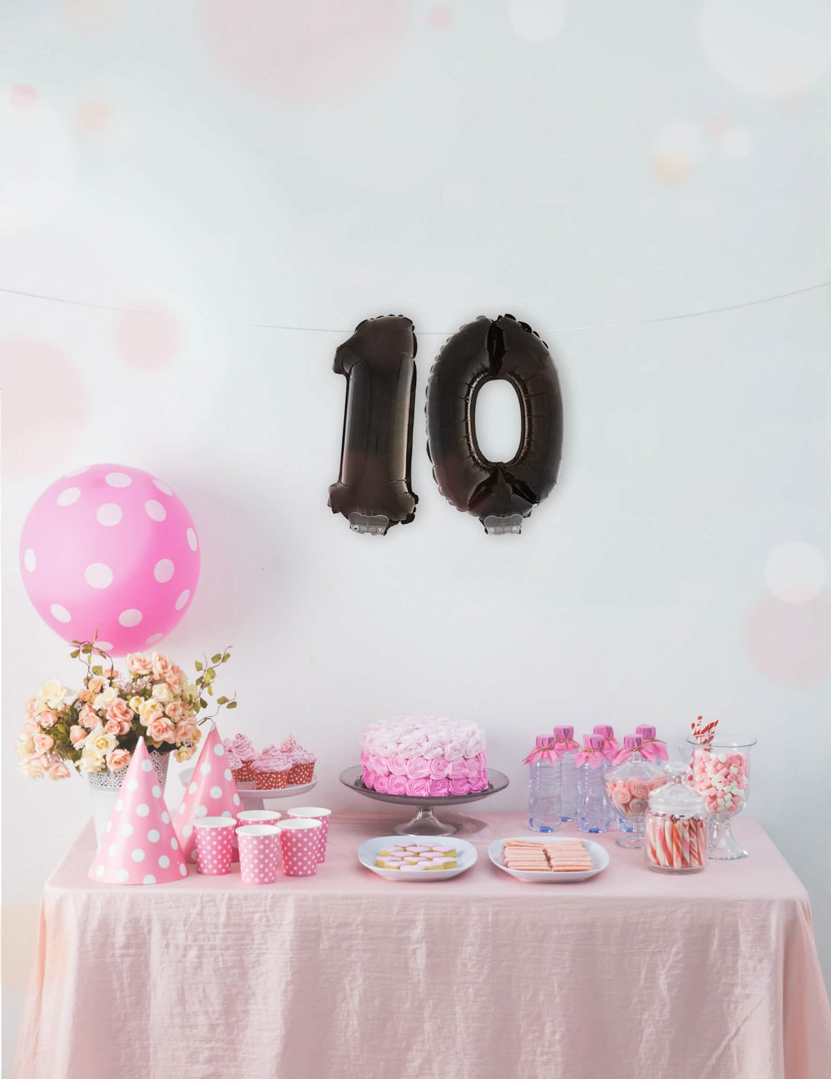 Nastavení čísla 10 na fóliovém balónku číslo černá