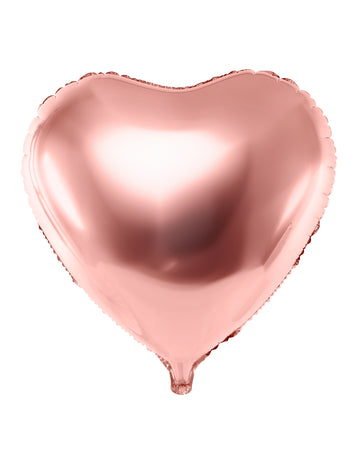 Fóliový balónek ve tvaru srdce s metalickým růžovým zlatem 45 cm