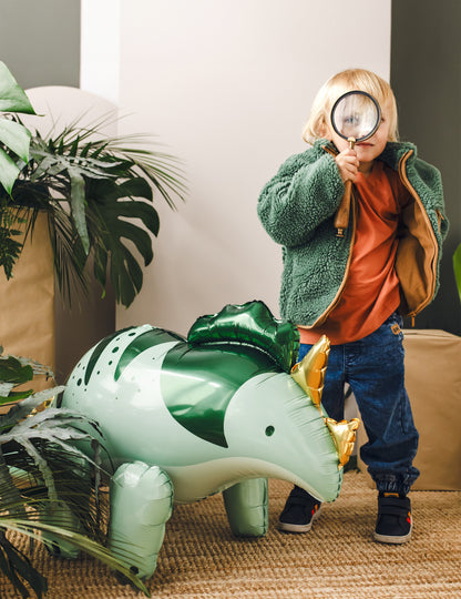 Fóliový balónek Triceratops dinosaurus 93 x 49 cm zelené a zlaté