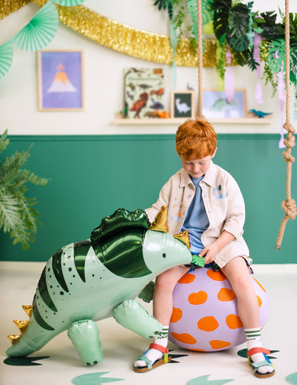 Fóliový balónek Triceratops dinosaurus 93 x 49 cm zelené a zlaté