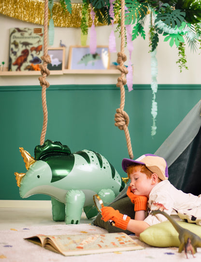 Fóliový balónek Triceratops dinosaurus 93 x 49 cm zelené a zlaté