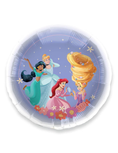 Fóliový balonek Disney Princess fialový s Jasmine, Popelkou, Ariel a Rapunzel