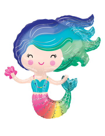 Meerjungfrau-Ballon Regenbogen 73 x 76 cm