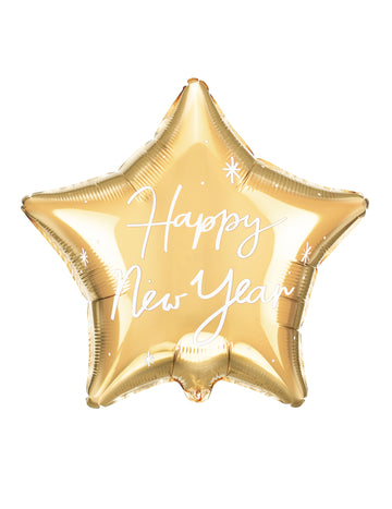 Fóliový balónek Šťastný nový rok 50 zlatých hvězd cm