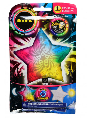 Illooms 50 LED vícebarevný fóliový balónek s hvězdou cm