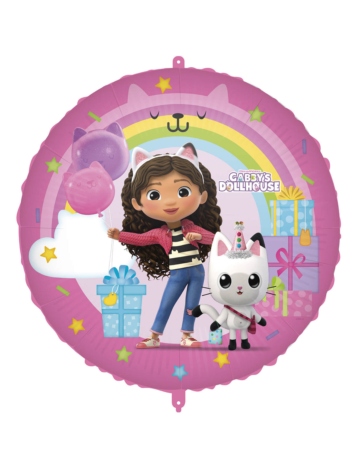 Ballon aluminium Gabby et la maison magique pour enfant rose avec arc-en-ciel et Pandy Paws