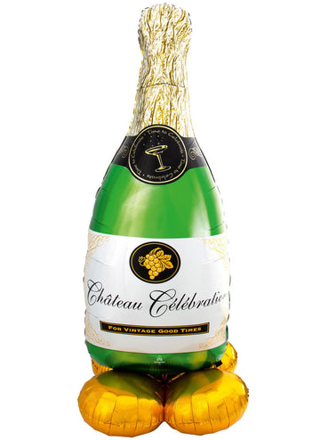 Obří hliníkový balón airloonz láhev šampaňského 139 cm stojí sám