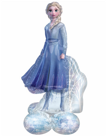 Riesiger AirLoonz-Aluminiumballon Elsa Frozen – Die Eiskönigin 2 für Kinder, blau und weiß