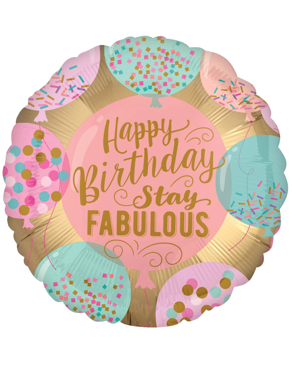 Hliníkový balonek Happy Birthday k narozeninám růžová a zlatá Stay Fabulous