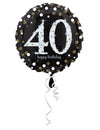 Ballon en aluminium Happy Birthday scintillant 40 pour anniversaire noir et or