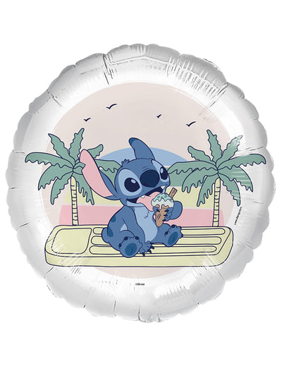 Hliníkový balónek Ice cream Stitch bílá s tropickým motivem a zmrzlinou