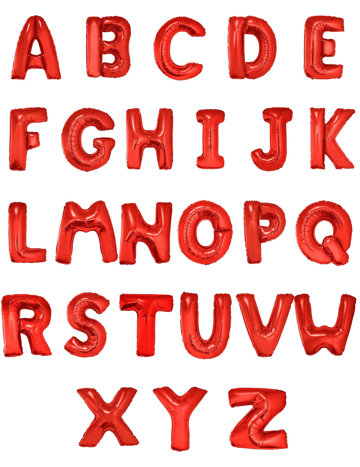 Kompletní abeceda od a z včetně hliníkového balónku s písmenem na oslavu