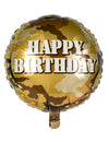 Ballon aluminium militaire pour anniversaire camouflage avec inscription Happy Birthday