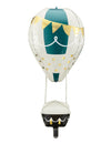 Ballon aluminium montgolfière blanc et vert avec étoiles et fanions dorés
