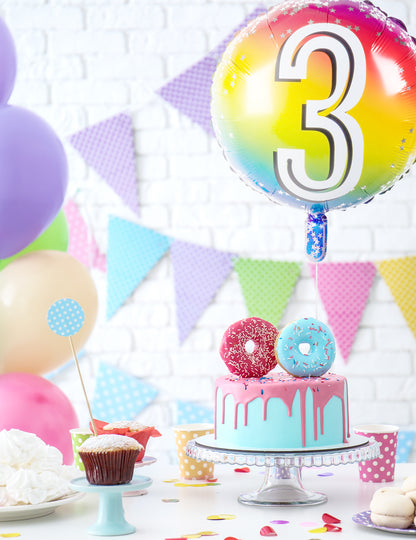 Vícebarevný fóliový balónek číslo 45 cm narozeniny nafukovacího helia