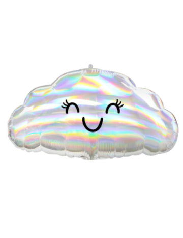 Iridescentní oblačný fóliový balónek 58 x 30 cm usmívající se tvář