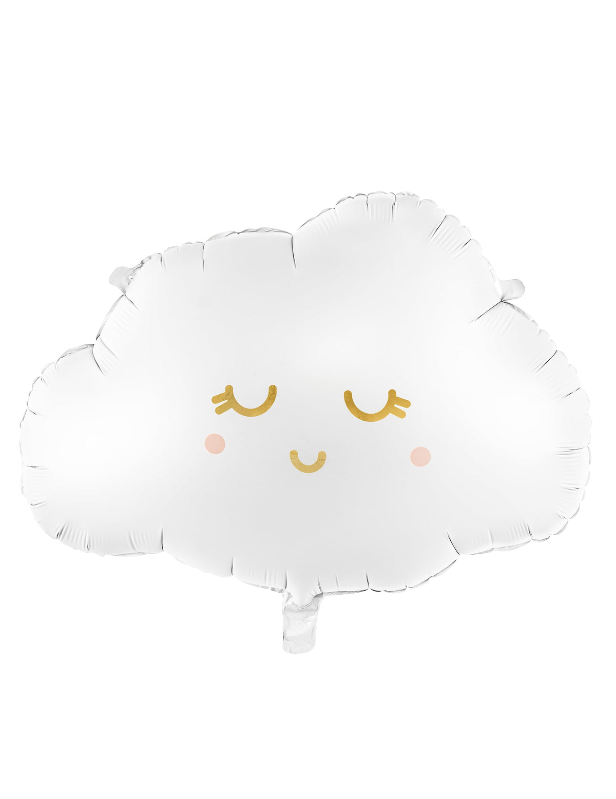Ballon aluminium nuage souriant blanc et doré aux joues roses
