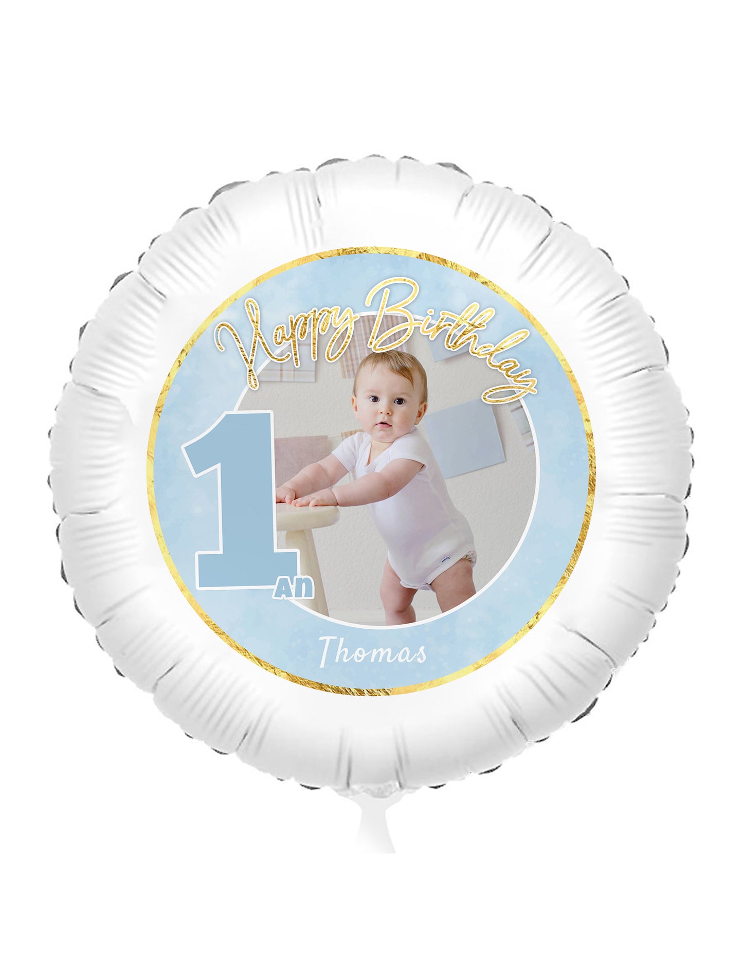Personalizovatelný fóliový balon 1 rok modrý a zlatý 50 cm