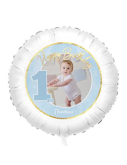 Personalizovatelný fóliový balon 1 rok modrý a zlatý 50 cm