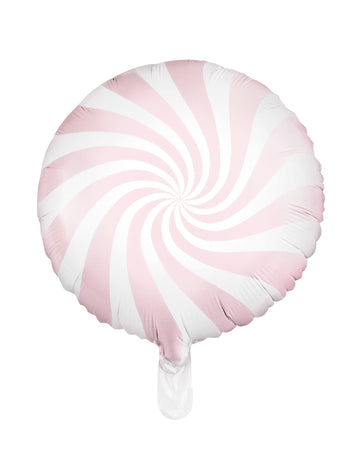 Růžovobílý fóliový balónek ve tvaru lízátka 35 cm