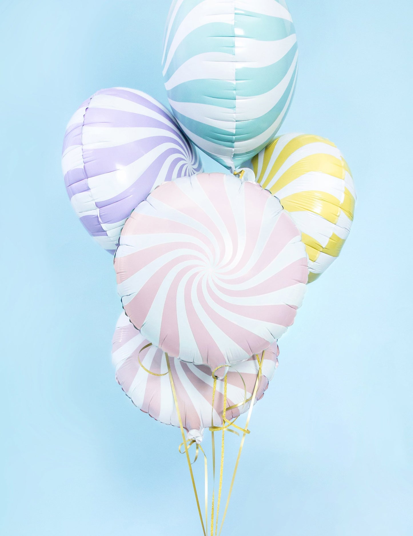 Bouquet de ballons à spirales pastel incluant le ballon aluminium sucette pour fête