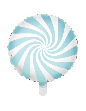 Ballon aluminium sucette pour fête turquoise et blanc