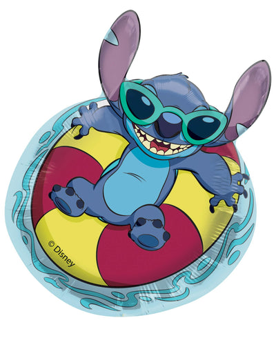 Hliníkový balon Summer Stitch na párty modrá s žlutá a červená nafukovací kruh a zelené brýle