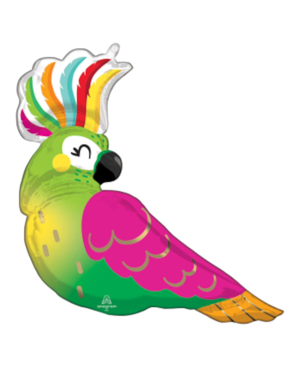 Ballon aluminium tropical Perroquet multicolore vert et rose