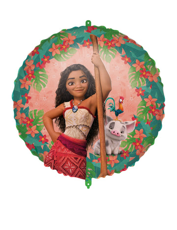 Ballon aluminium Vaiana 2 pour enfant rond avec Pua et Hei Hei