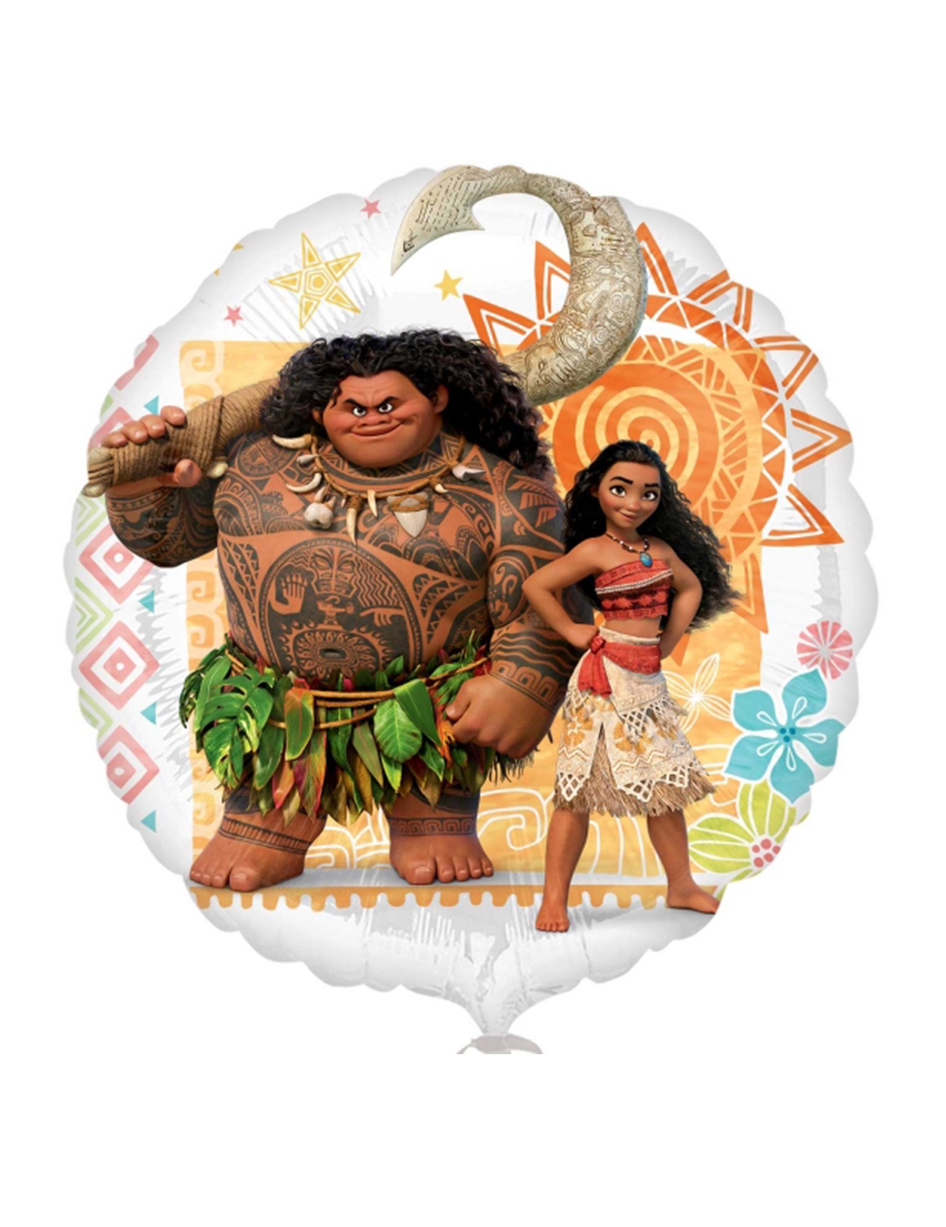 Détail de l'imprimé avec Vaiana et Maui du ballon aluminium Vaiana