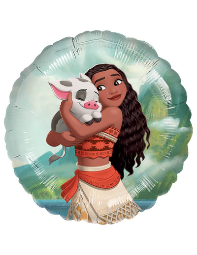 Hliníkový balónek Vaiana a Pua modrá a zelená s ilustrací