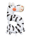 Ballon aluminium zèbre chiffre 5 pour enfant blanc à rayures noires