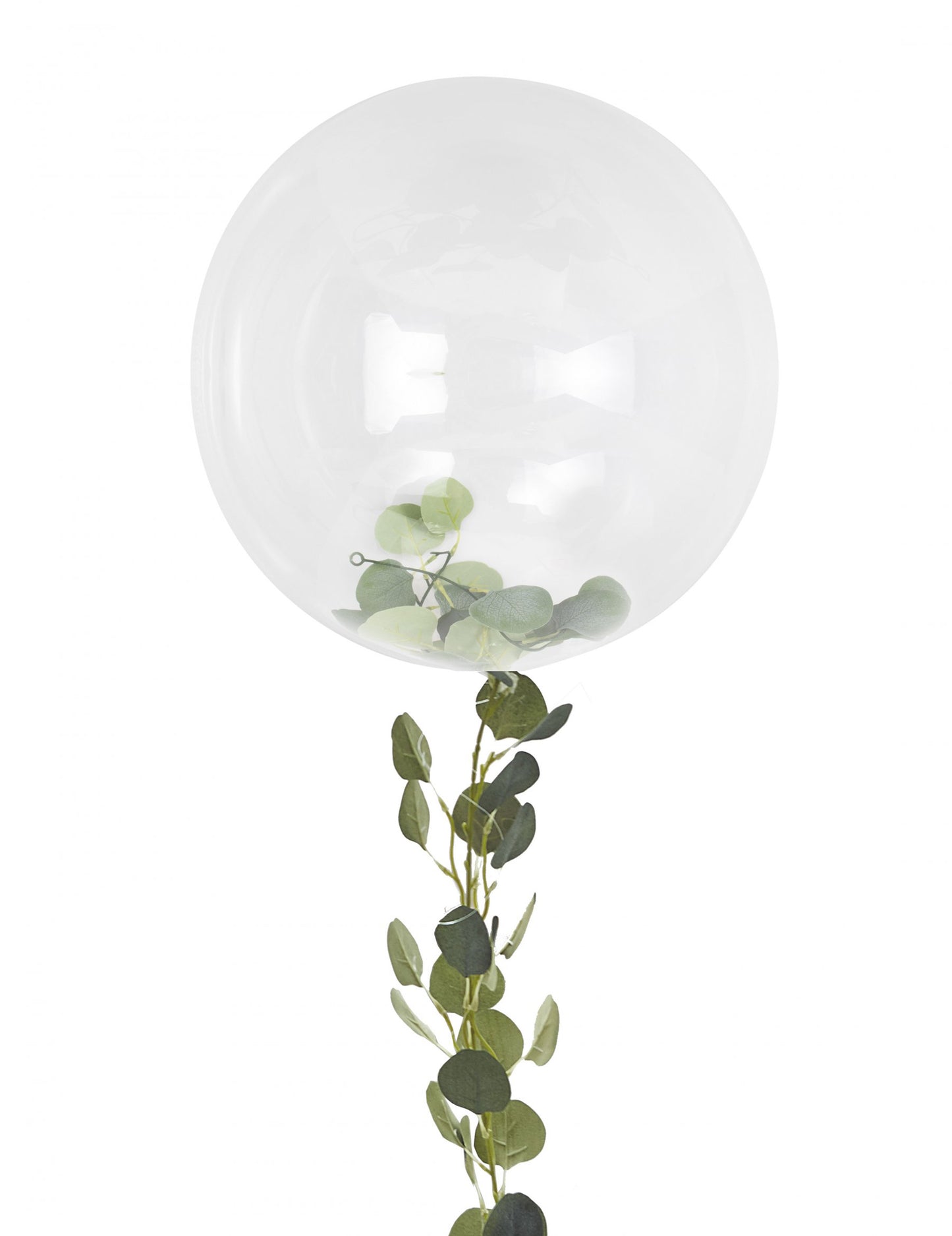 Průhledný bublinkový balónek s girlandou z listů 90 cm přírodní svatba