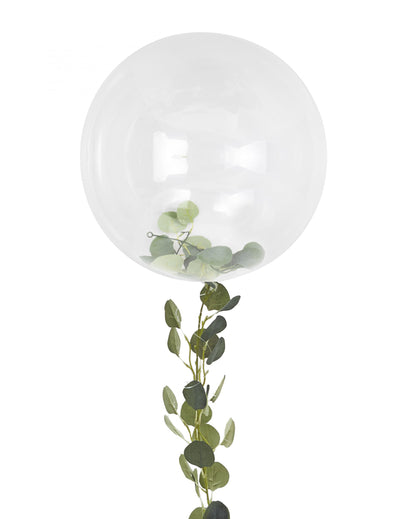 Ballon bulle mariage nature pour fête transparent avec guirlande de feuilles vertes
