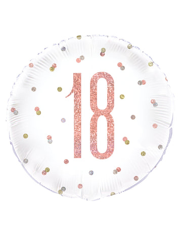 18 bílých a růžových třpytivých fóliových balónků 45 cm