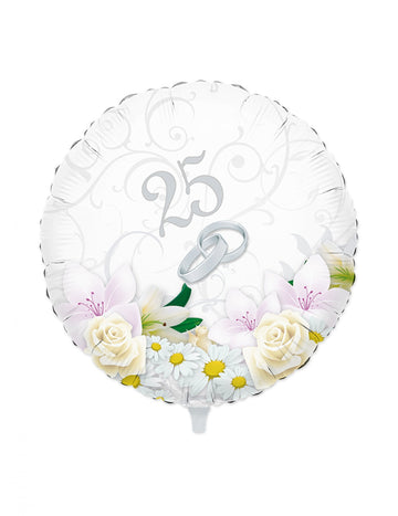 Fóliový balónek 25 let manželství 45 cm stříbro
