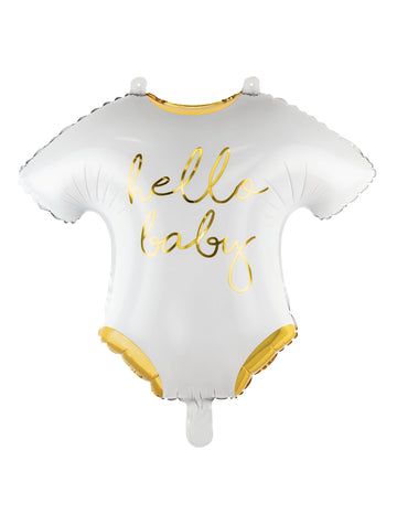 Ballon en aluminium body hello baby 51 x 45 cm blanc et doré