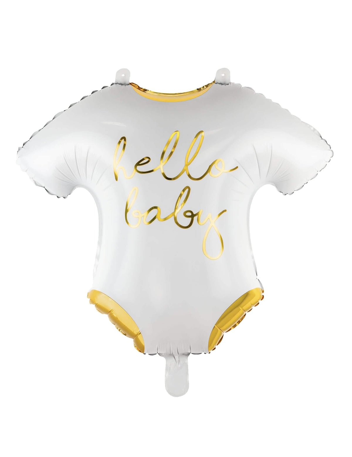 Hliníkový balón body hello baby pro miminko bílá a zlatá