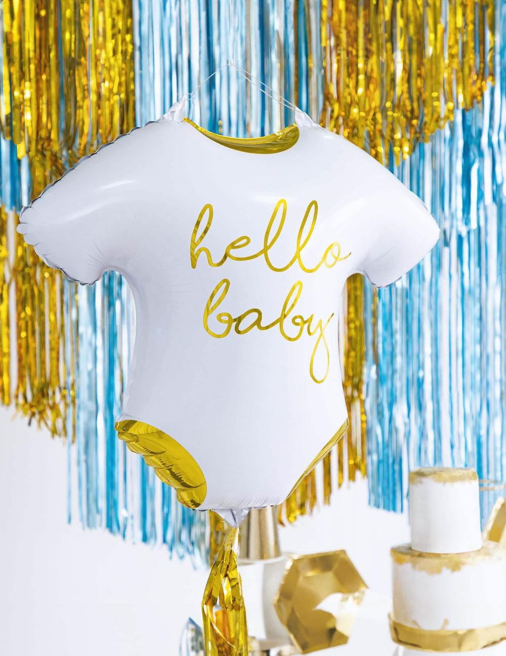 Zobrazení hliníkového balónku body hello baby