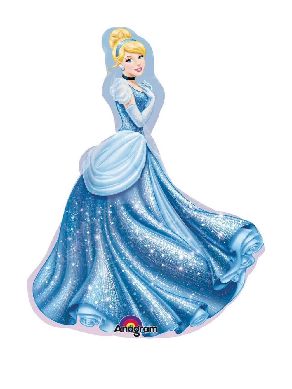 Hliníkový balon Popelka Disney pro dítě modrá s třpytkami